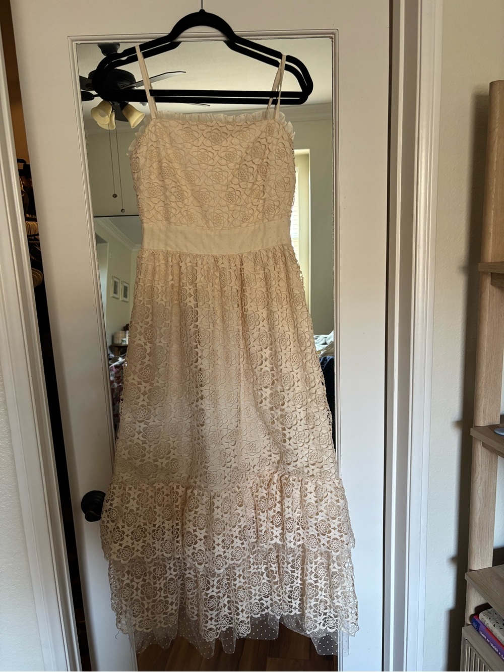 Just Me Women's Cream Lace Spaghetti-Strap Dress